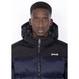 Schott - Utah2 Puffer Winterjas - Navy - Zwart - 100% Nylon / 60% Katoen - 40% Nylon