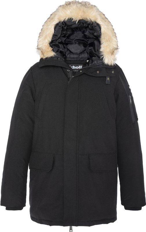 SCHOTT - Nelson - Parka - Zwart - Halflang - Met Kap