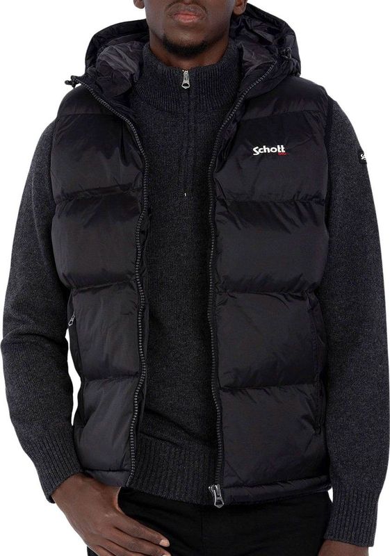 SCHOTT - Idaho 2V - Bodywarmer - Zwart - Met Kap