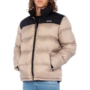 Schott - Utah Puffer - Winterjas - Beige - Zwart - 100% Nylon - 60% Katoen