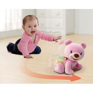 VTech - Beer, 1,2,3 Ben Mij, roze teddybeer die op 4 poten loopt, babymotoriek, interactief en muzikaal speelgoed, cadeau voor baby's vanaf 9 maanden - inhoud in het Frans