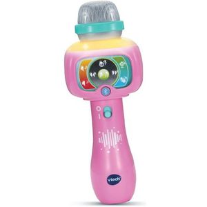 VTech - Super Micro Magic'Fun roze, draadloze karaoke-microfoon voor kinderen, lichtgevende Bluetooth-microfoon, die de stem verandert en van kleur verandert, muziekspeelgoed, cadeau voor kinderen