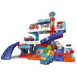 VTech - Tut Tut Bolides Pro-serie, Maxi Interactieve garage met Iris-sleepwagen tot uw dienst, 6 magische zones, cadeau voor kinderen van 2 tot 6 jaar - inhoud in het Frans