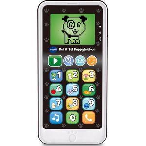 VTech - Bel & Tel Puppytelefoon - Interactief Mobieltje - Educatief Babyspeelgoed - Zwart/Wit
