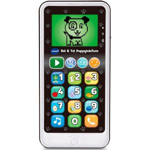 VTech Bel & Tel Puppytelefoon - Baby Telefoon - Interactief Mobieltje - Educatief Babyspeelgoed - Zwart/Wit - Vanaf 1,5 Jaar
