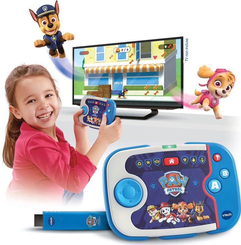 VTech - Paw Patrol, ABC Smile TV, mijn eerste educatieve tv-console, spel- en leerconsole met draadloze controller, HDMI-stick, cadeau voor kinderen van 3 jaar tot 7 jaar - inhoud in het Frans
