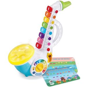 VTech - Magische Lumi saxofoon, muziekinstrument voor kinderen, interactieve saxofoon met bladmuziek van 4 kinderliedjes, muziekspeelgoed, cadeau voor kinderen vanaf 2 jaar - inhoud in het Frans