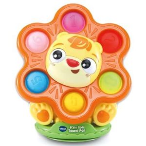 VTech - P'tit Lion Tourni Pop, speelgoed met zuignap, kinderstoel, gemaakt van duurzamere materialen, motoriek en sensorisch ontwaken, cadeau voor baby's vanaf 6 maanden - inhoud in het Frans