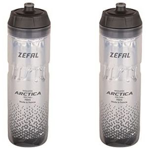 Zefal Arctica 75 Fietsfles, geïsoleerd, geurneutraal en waterdicht, sportfles, BPA-vrij, zilver/zwart, 2 stuks