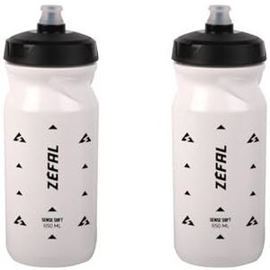 ZEFAL Set van twee Sense Soft 65 drinkfles voor fiets en mountainbike - zachte en geurloze sportdrinkflessen - BPA-vrije waterjerrycan - siliconen fopspeen - wit, 2 x 650 ml