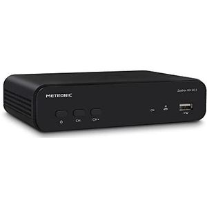 Metronic 441655 Zapbox HD-SO.3 Receiver TDT-T2 HD, decoder, tuner, TDT t2 ontvanger, PVR-functie voor opname, USB-aansluiting, HDMI, SCART, SPDIF, afstandsbediening, zwart
