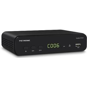 Metronic 441658 Zapbox HD-SO.3 Receiver TDT-T2 HD, decoder, tuner, TDT t2 ontvanger, PVR-functie voor opname, frontdisplay, TIMESHIFT, USB, HDMI, SCART, SPDIF, afstandsbediening