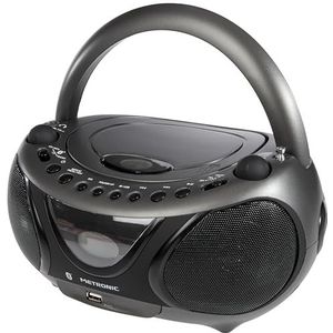 Metronic 477135 draagbare Bluetooth radio/cd/mp3-speler met USB-poort - zwart
