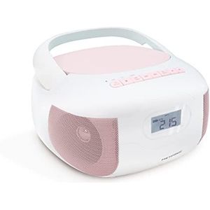 Metronic Eden, draagbare cd-speler, bluetooth, MP3 met USB-poort, micro-SD-kaartspeler, cd-radio - roze - 477185