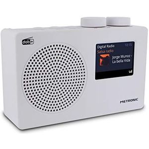 METRONIC 477252 DAB radio (DAB+, FM, draagbaar, blokdesign), wit