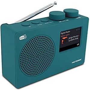 Metronic DAB Radio (DAB+, FM, draagbaar, wekker, blokdesign), blauw, 477253
