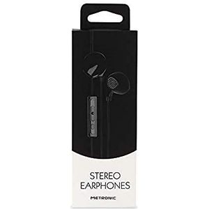 Metronic 480124 in-ear hoofdtelefoon met geïntegreerde microfoon, zwart