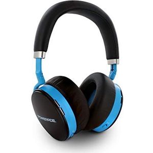 Powerade 480189 Actieve ruisonderdrukking, ANC met Bluetooth apTX, lage latentie, geïntegreerde handsfree functie, 24 uur batterijduur, zwart/blauw beugel