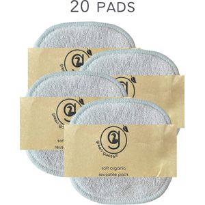 green-goose Herbruikbare Wattenschijfjes | Make-Up Remover Pads | 20 Stuks | Zacht | 10 cm | 3-laags | Bamboe Biokatoen