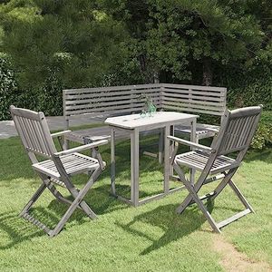 UYSELA Home Meubels 4-delige Bistro Set Massief Acacia Hout Grijs