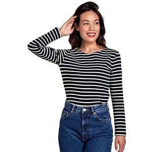Armor Lux 04277, gestreept T-shirt met lange mouwen voor dames, Veelkleurig (Rich Navy/Natuur Bi5), XS/Fabrikant maat:0