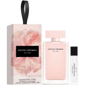 Narciso Rodriguez for her for her EdP 100ml + for her Pure Musc EdP Purse Spray 10ml Geurset, 1 st