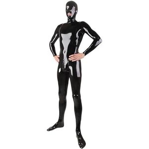 Sexy zwarte mannen Full Body Latex Catsuit Hood Mesh Eyes Fetish met ritssluiting aan de achterkant door kruis!