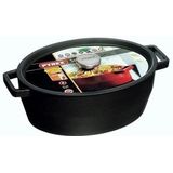 Pyrex Slowcook Ovaal Grijs 5,8 L - Gietijzeren Braadpan voor Alle Warmtebronnen