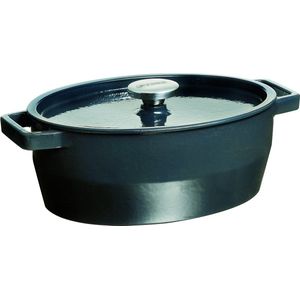 Pyrex Slowcook Ovaal Grijs 5,8 L - Gietijzeren Braadpan voor Alle Warmtebronnen