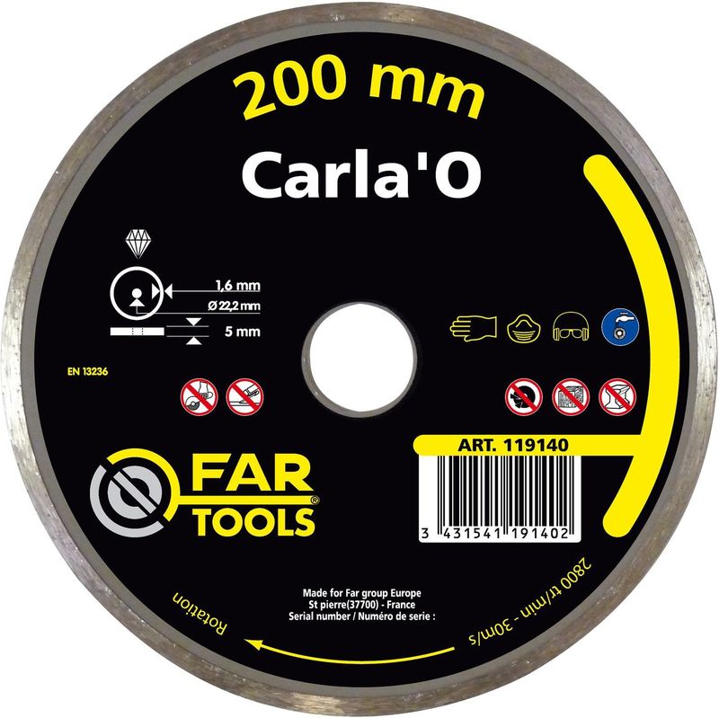 Far Tools - Carla'o HQ Cobalt - Diamantschijf - 200 mm - 5 mm Velghoogte - 22,2 mm Asgat