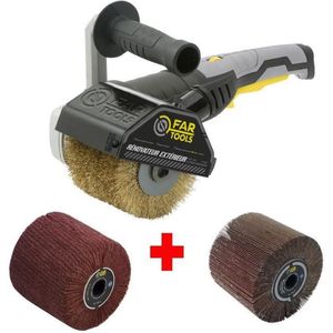 FARTOOLS Pack 615125: Renovator REX120C + flapborstel en borstel van synthetische vezels - Speciaal hout & metaal - Vlakke oppervlakken