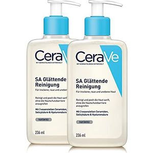 CeraVe SA Scrub-gel, 2 x 236 ml, douchegel voor reiniging en peeling, voor gezicht en lichaam, met salicylzuur, zacht, voor zeer droge, ruwe huid en haar keratose