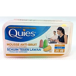 Quies Rubber Foam Ear Plugs - 3 paar - Kleur: bijpassende kleuren