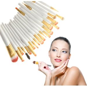 Make-up kwasten set - borstels wit - goud - make up kwasten - foundation kwast - cosmetica - 20 stuks - DisQounts