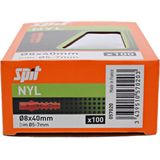 Spit Nylon Plug d.8x40 zonder kraag - 057020