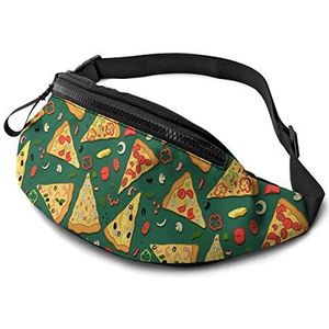 Sport Bum Bag Groene Pizza Heuptas Opvouwbare Mode Taille Pack Tas voor Dames Meisjes Reizen 14X35cm, Heuptas 844, 14x35cm