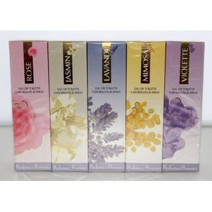 SUPER VOORDEEL CADEAU TIP, Provençaalse Parfums 5x 30 ml diverse geuren, Rose, Jasmin, Lavande, Mimosa en Violette