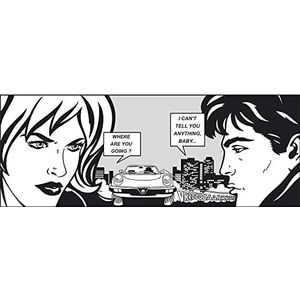 Plage Bed, HEADBOARD Sticker-Sticker voor hoofdeinde van het bed Love Story [59 x 160 cm], acryl, zwart en wit, 160 x 0,02 x 59 cm