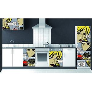 PLAGE KITCHEN stickers voor keukens en koelkast-Comic-180 x 59,5 cm, vinyl, kleurrijk, 180 x 0,1 x 59,5 cm