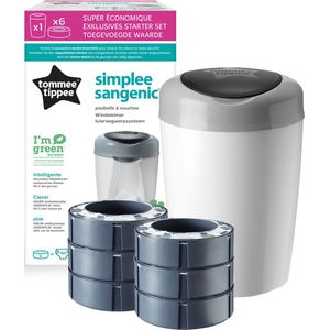 Vuilnisemmer Simplee + 6 navullingen TOMMEE TIPPEE grijs