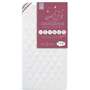 P'TIT LIT - Matras voor baby's groei - 60 x 120 cm - uitbreidbaar: 1 kant traagschuim (-9 maanden) / 1 kant schuim 23 kg/m³ (+ 9 maanden), mijtdicht, afneembare hoes - Öko-Tex® - - geproduceerd in Frankrijk