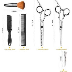 Complete kappersset - Schaar - Uitdunschaar - Snijkam - Kam - Cape - Etui - Kapper - 10-delige set