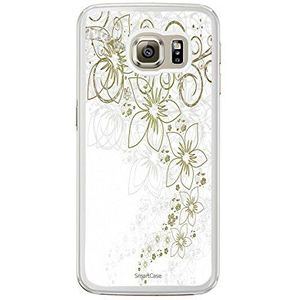 Smartcase Beschermhoes en gehard glas voor Galaxy S6 Edge Green Flowers