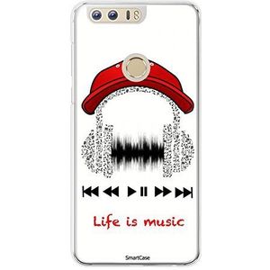 Smartcase Beschermhoes + gehard glas voor Honor 8 Life is Music