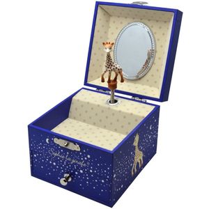TROUSSELIER - Sophie la Giraffe. - Schatkist en muzikale sieraden - Ideaal cadeau voor kinderen - Gloeiend in het donker - Gloeiend in de nacht - Muziek La Valse d'Amélie Poulain - Colori Bleu Nuit