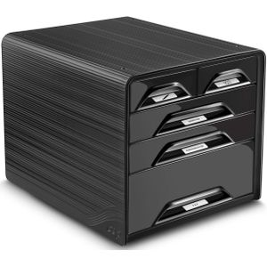 cep Schubladenbox Smoove  schwarz 1072130011, DIN A4 mit 5 Schubladen