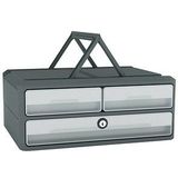 cep Schubladenbox MoovUp mit Schloss  lichtgrau 1091216361, DIN A4 quer, DIN A5 quer mit 3 Schubladen