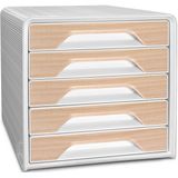 cep Schubladenbox Smoove  weiß/Buche 1071111021, DIN A4 mit 5 Schubladen