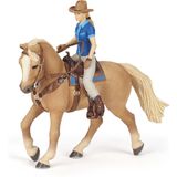 Papo -Handgeschilderde - Figuurtjes -Paarden veulens en pony's -Paard western met ruiter-51566-Verzamelbaar-Voor kinderen - Geschikt voor jongens en meisjes - Vanaf 3 jaar
