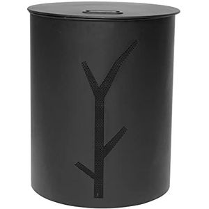 RUECAB - Pelletbox, houtpellet, ronde pellets voor oven, emmer van metaal met deksel, zwarte mand op wielen, Ø 38,5 x H 50,5 cm, 2851